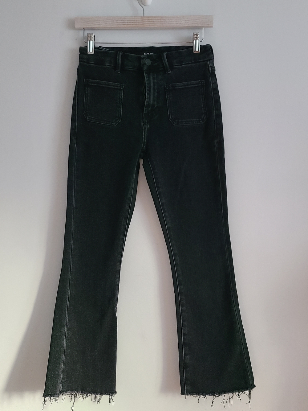Dear John Black Straight-Leg Jeans with Raw Hem Size 25
